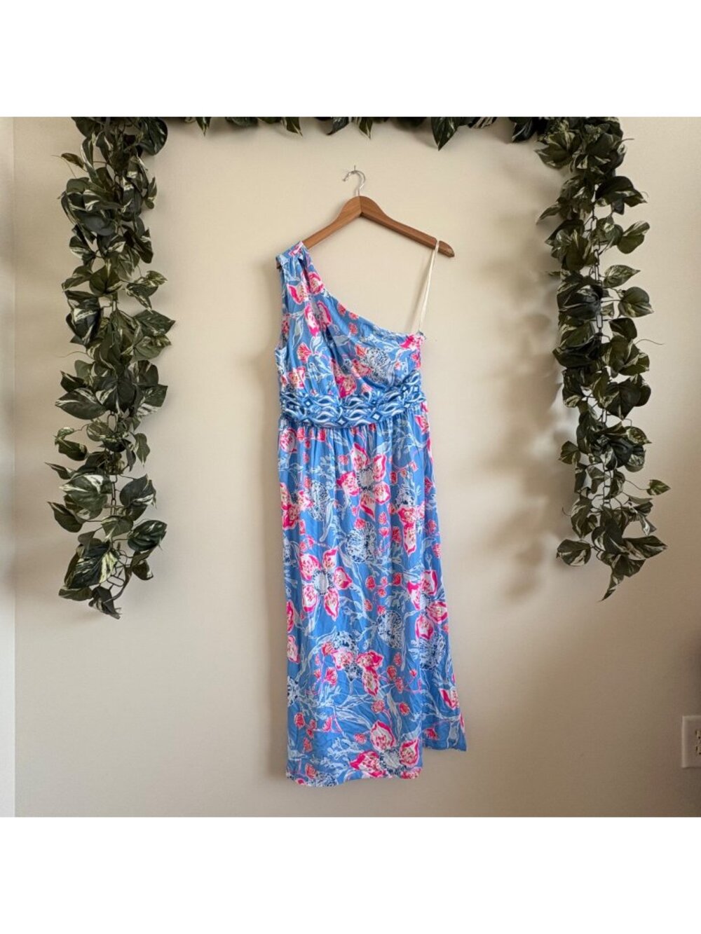 Lilly Pulitzer Helina One Shoulder Midi Dress Bahamian Swim Multi NWT Size L